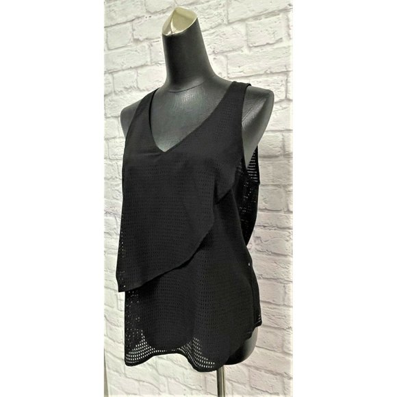 7 For All Mankind Women's Black Mesh Tank Small - Picture 4 of 5